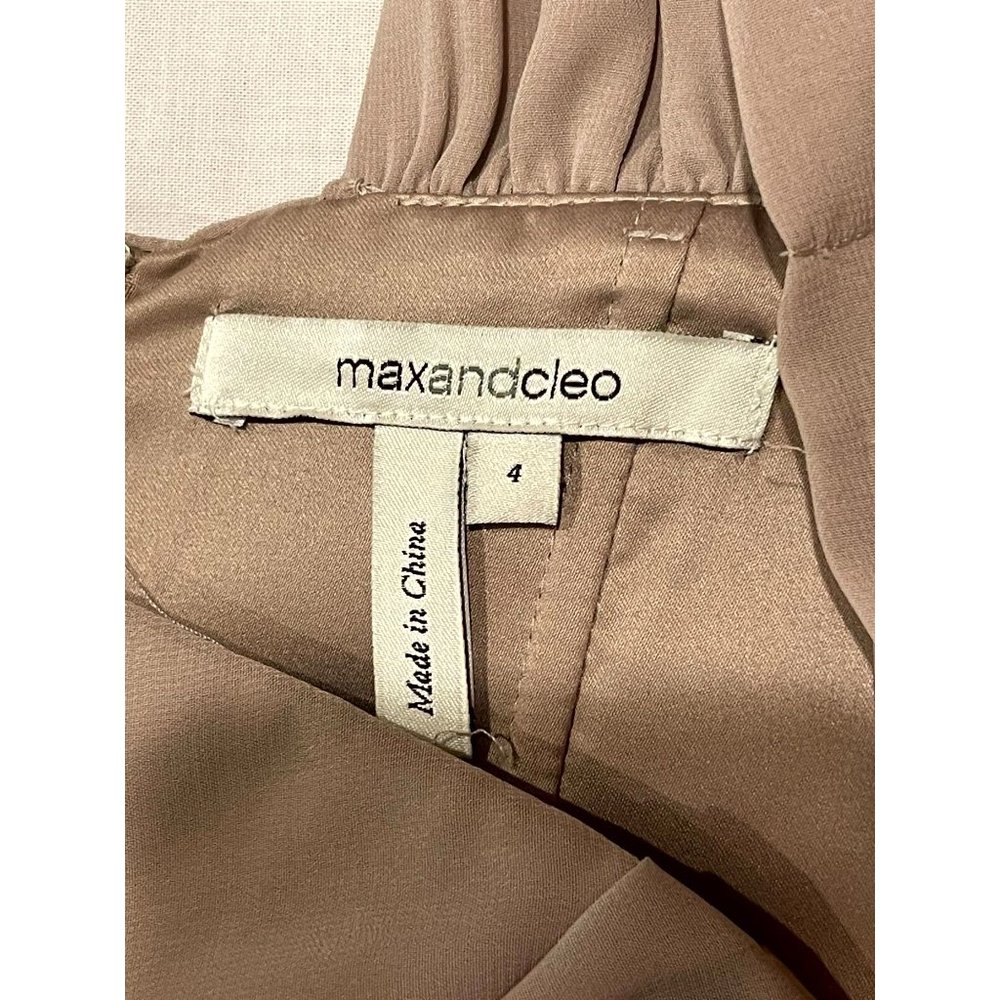 Max and Cleo Women's One Shoulder Chiffon Cocktail Party Mini Dress Taupe Size 4 - Picture 9 of 12